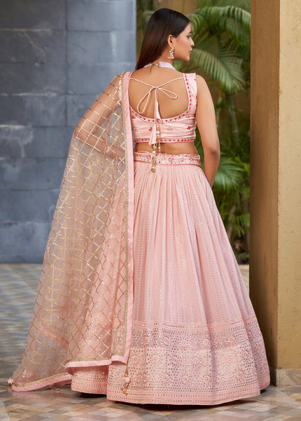 Pink Embroidered Lehenga Choli