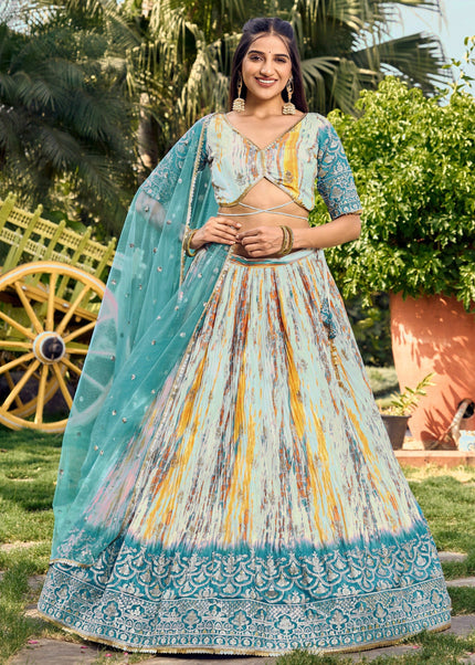 Sequins Embroidered Chinon Lehenga Choli