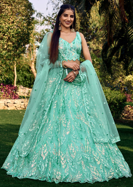 Sequins Embroidered Soft Net Lehenga Choli