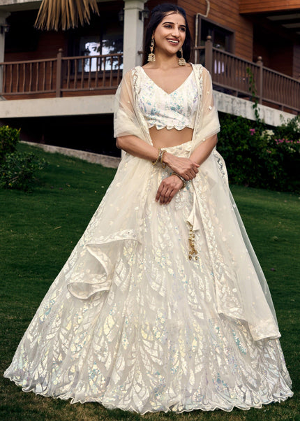 Sequins Embroidered Soft Net Lehenga Choli