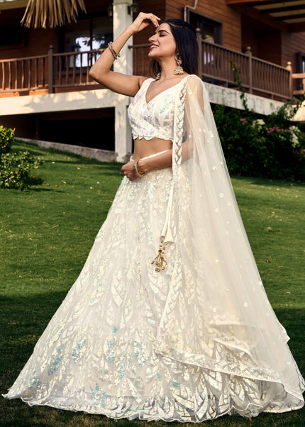 Sequins Embroidered Soft Net Lehenga Choli