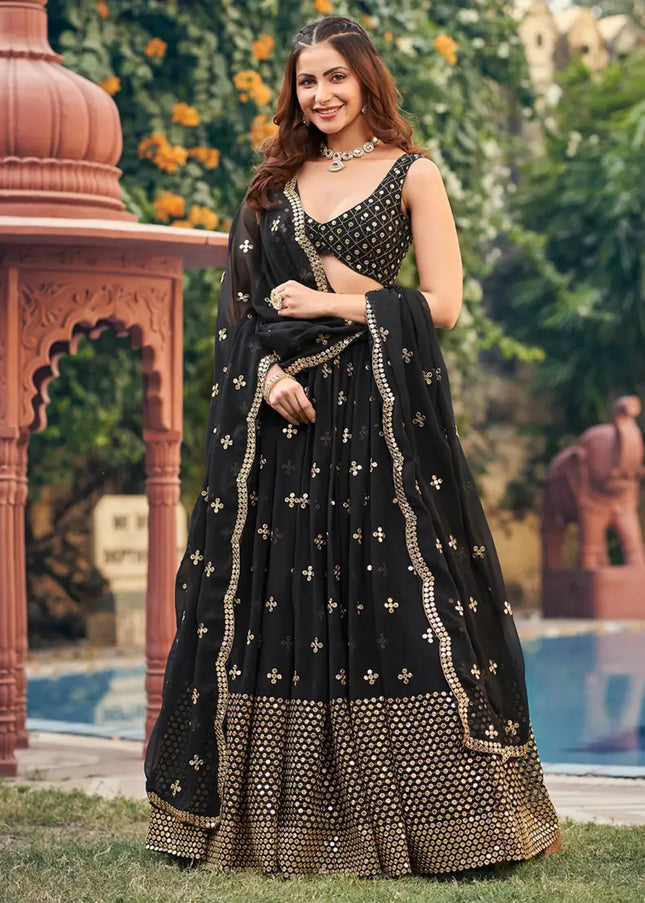 Black Embroidered Lehenga Choli