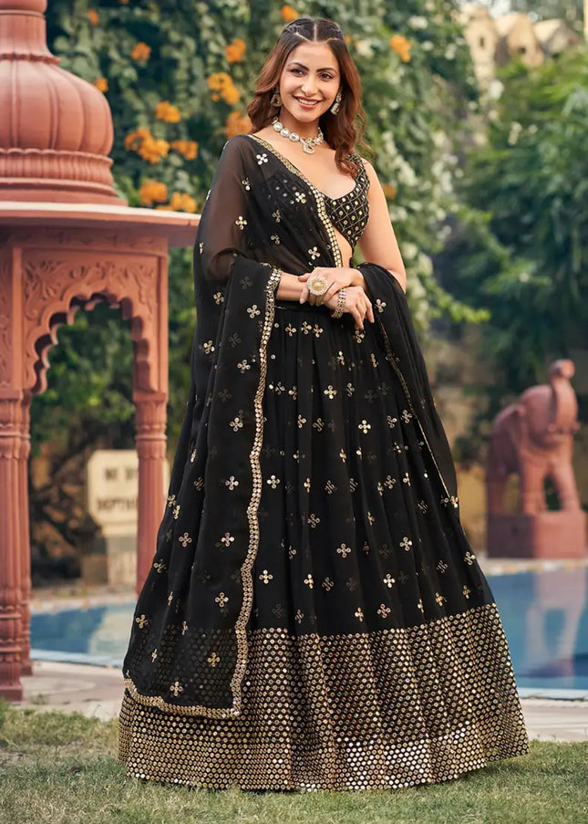 Black Embroidered Lehenga Choli
